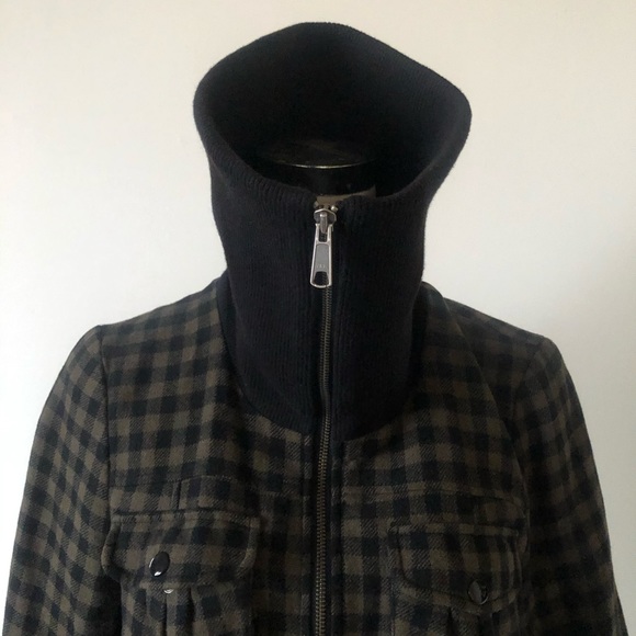 Wool cargo coat olive green black 8 - Picture 7 of 10